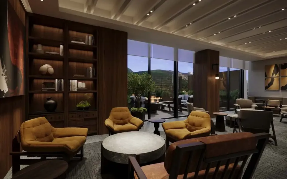 Residence lounge with mountain views, Furano